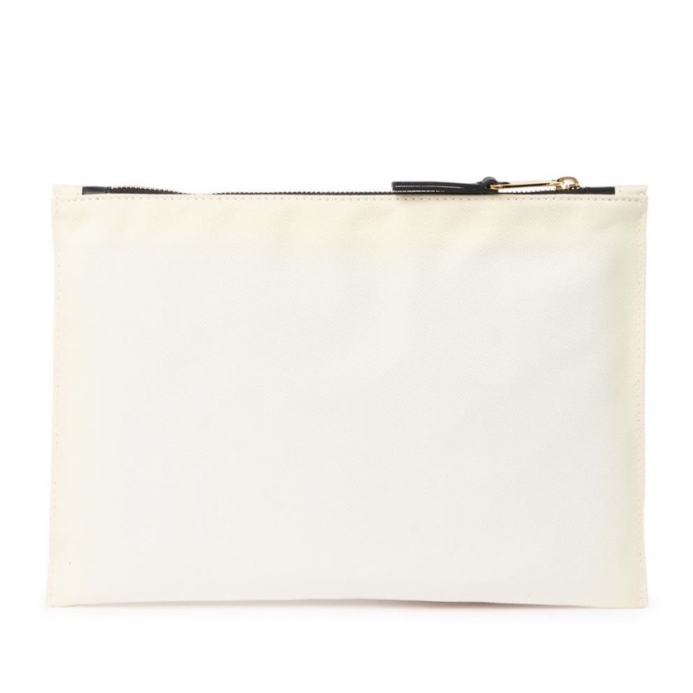 BURBERRY LONDON LARGE CHALK WHITE COTTON POUCH CLUTCH W/ KINGDOM CHECK LINING - Picture 6 of 16